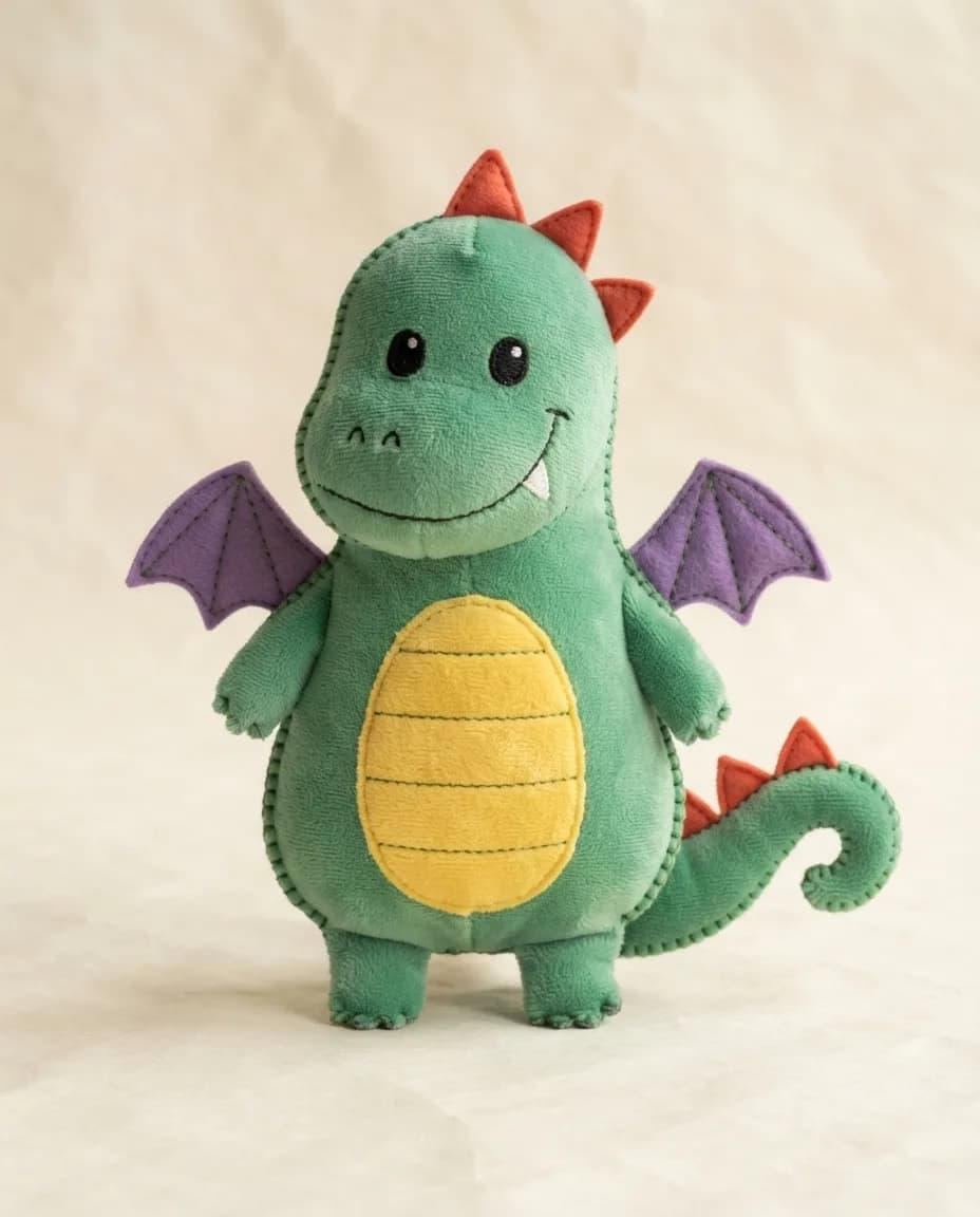 Le dragon en peluche de feutrine
