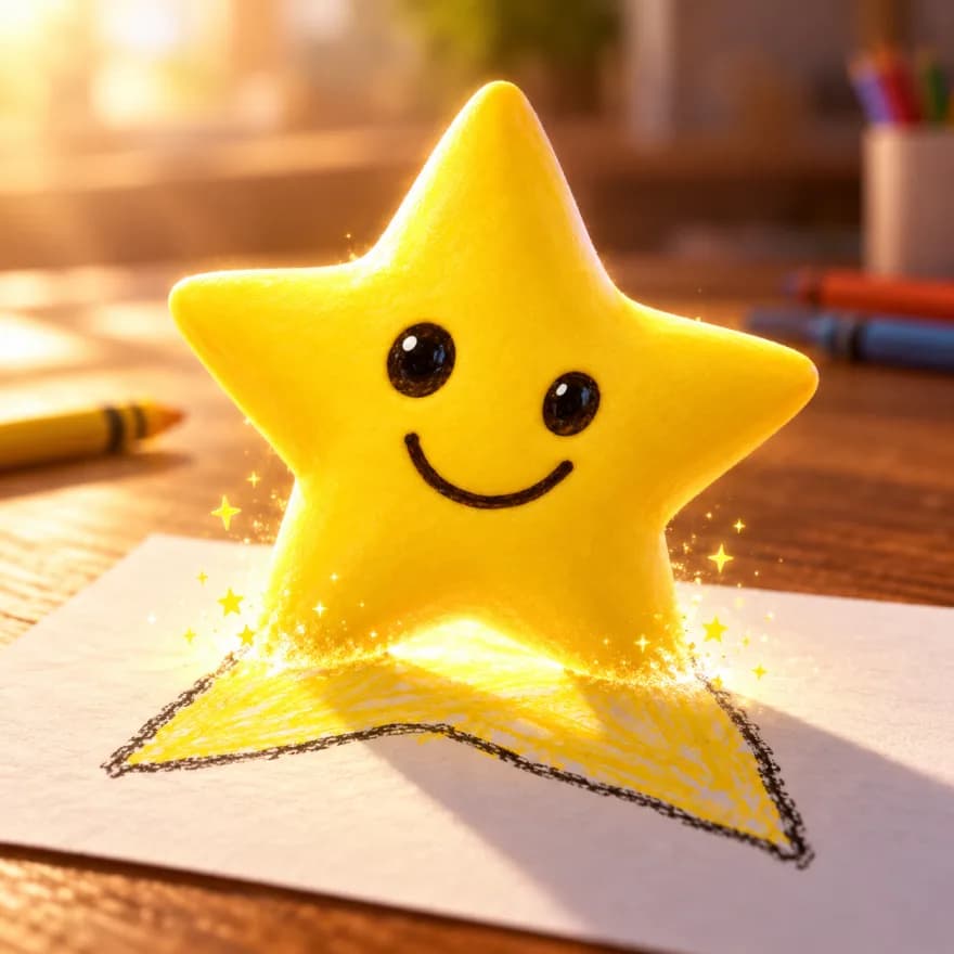 Une étoile jaune souriante — Il prend vie